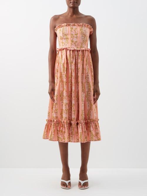 Agua By Agua Bendita - Rosa Ruffled Floral-print Cotton-poplin Dress - Womens - Pink Print