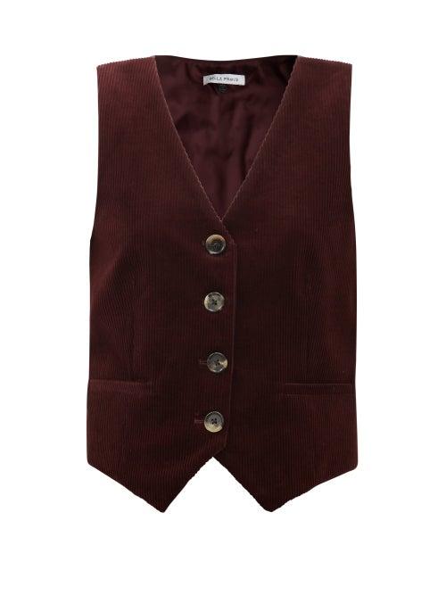 Matchesfashion.com Bella Freud - Chrissie Cotton-corduroy Waistcoat - Womens - Burgundy