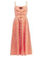 Matchesfashion.com Saloni - Fara Printed Cotton Blend Dress - Womens - Orange Multi
