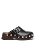 Ganni - Studded Leather Clogs - Womens - Black