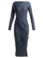 Matchesfashion.com Vivienne Westwood Anglomania - Vian Draped Asymmetric Midi Dress - Womens - Blue