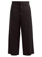 Matchesfashion.com Marni - Cropped Wide Leg Cotton Blend Twill Trousers - Womens - Black