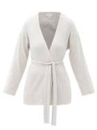 Ladies Lingerie Skin - Marissa Belted Cotton-blend Cardigan - Womens - Light Grey