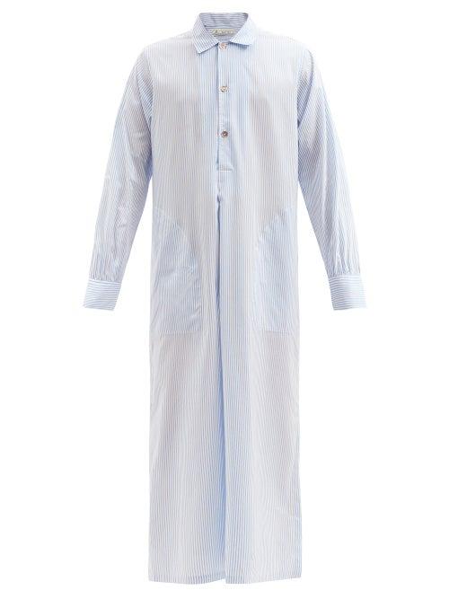 Matchesfashion.com Umit Benan B+ - Julian Striped Cotton-blend Kaftan - Mens - Blue White