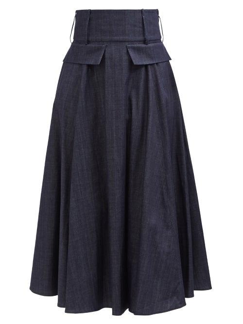 Carl Kapp - Chyulu High-rise Denim Midi Skirt - Womens - Indigo