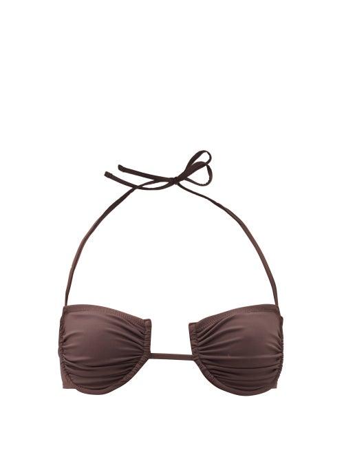 Matchesfashion.com Fisch - Coquillage Underwired Halterneck Bikini Top - Womens - Dark Brown