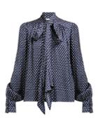 Matchesfashion.com Erdem - Lucien Polka Dot Print Crepe Blouse - Womens - Navy White