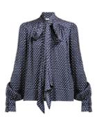 Matchesfashion.com Erdem - Lucien Polka Dot Print Crepe Blouse - Womens - Navy White