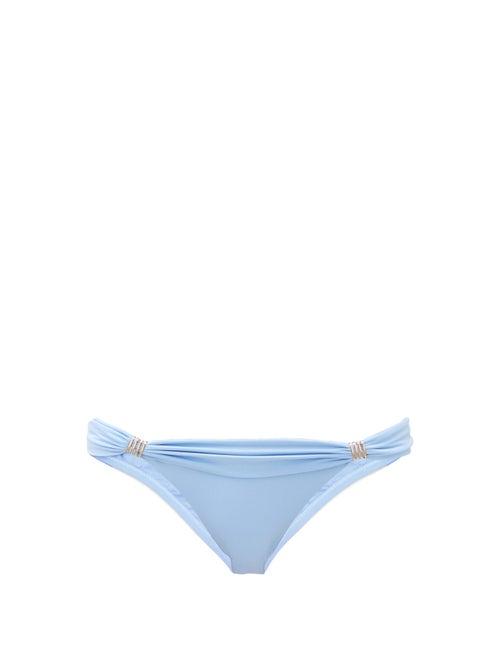 Matchesfashion.com Melissa Odabash - Grenada Ring-embellished Ruched Bikini Briefs - Womens - Light Blue