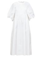 Matchesfashion.com Cecilie Bahnsen - Mette Lace-trimmed Tie-back Poplin Dress - Womens - White