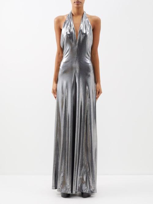 Pucci - Liquid Lam Jersey Maxi Dress - Womens - Silver