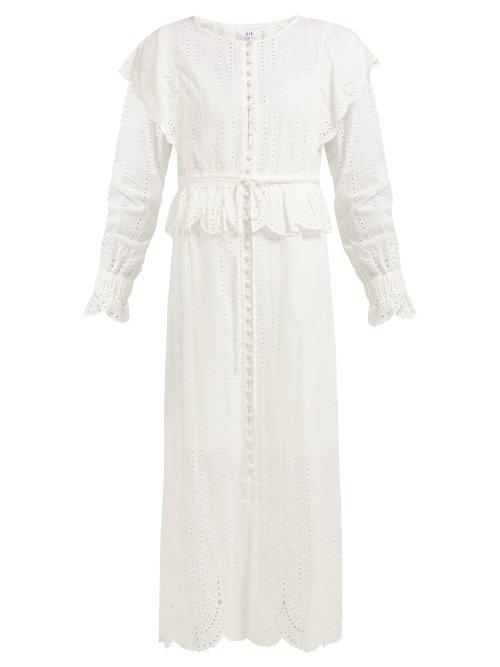 Matchesfashion.com Sir - Leila Broderie Anglaise Cotton Dress - Womens - Ivory