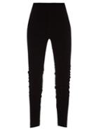 Saint Laurent - Zip-cuff Velvet Leggings - Womens - Black