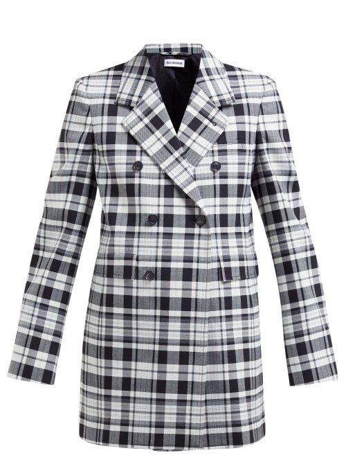 Matchesfashion.com Balenciaga - Checked Double Breasted Stretch Twill Blazer - Womens - Black White