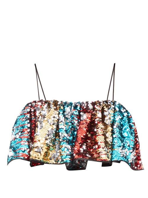 Halpern - Sequinned Cropped Top - Womens - Multi