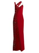 Matchesfashion.com Versace - Asymmetric Crystal Embellished Silk Gown - Womens - Red