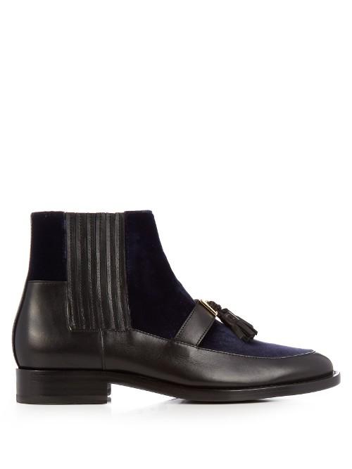 Balmain Theodorade Leather And Velvet Chelsea Boots