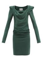 Ladies Rtw Vivienne Westwood - Elizabeth Cowl-neck Cotton-jersey Dress - Womens - Green