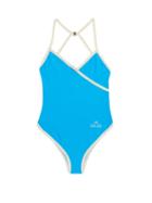 Matchesfashion.com Marine Serre - Logo-print Swimsuit - Womens - Blue