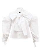 Matchesfashion.com Elzinga - Tie-neck Cotton-poplin Shirt - Womens - White