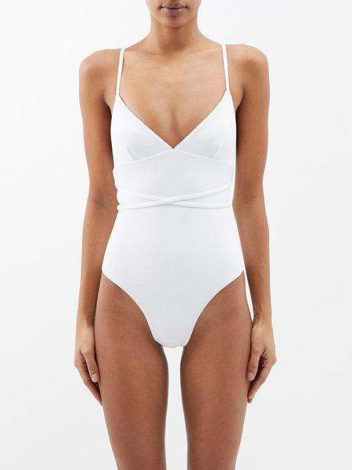 Matteau - The Wrap Maillot Recycled-fibre Swimsuit - Womens - Chalk
