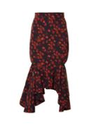 Givenchy Floral-print Asymmetric-hem Cady Skirt