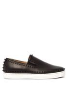 Matchesfashion.com Christian Louboutin - Boat Stud Embellished Leather Slip On Trainers - Mens - Black