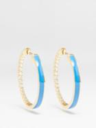 Melissa Kaye - Lennox Enamelled Diamond & 18kt Gold Hoop Earrings - Womens - Blue Multi