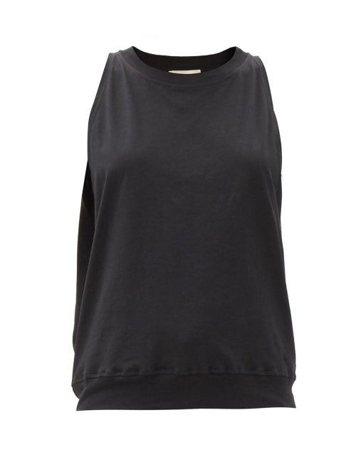 Matchesfashion.com Alexandre Vauthier - Crystal-logo Cotton-jersey Tank Top - Womens - Black