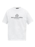 Matchesfashion.com Balenciaga - Logo Crest Cotton T Shirt - Mens - White