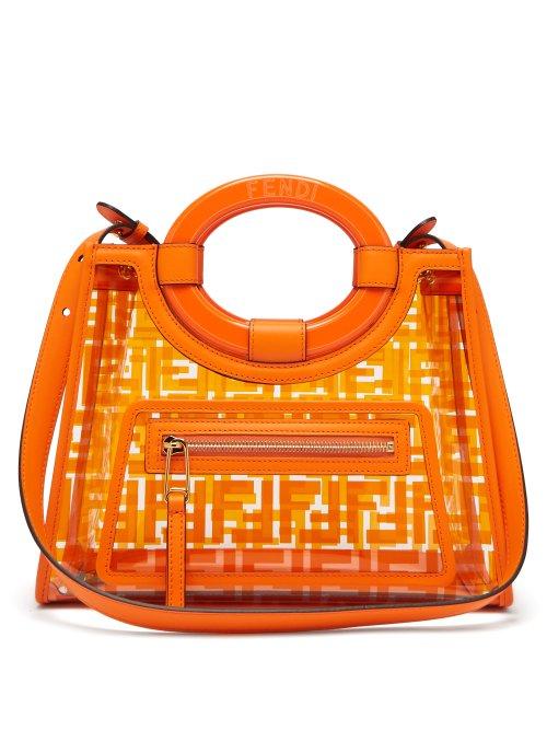 Matchesfashion.com Fendi - Runaway Small Logo Print Leather & Pvc Bag - Womens - Orange Multi