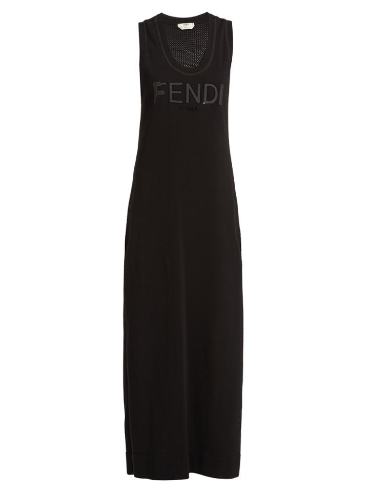 Fendi Logo-print Cotton-knit Maxi Dress