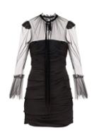 Matchesfashion.com Khaite - Jonah Tie-neck Silk-georgette Mini Dress - Womens - Black
