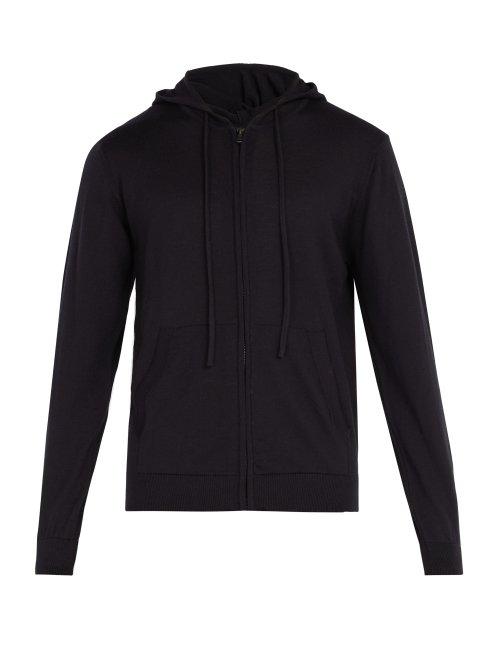 Matchesfashion.com Sunspel - Zip Through Hooded Wool Sweatshirt - Mens - Navy