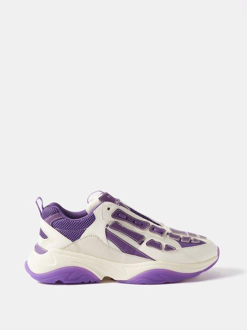 Amiri - Bone Leather Running Trainers - Mens - Purple