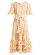 Matchesfashion.com Lisa Marie Fernandez - January Cotton Broderie Anglaise Midi Dress - Womens - White Multi
