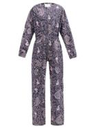 Matchesfashion.com Isabel Marant Toile - Nilaney Zipped Paisley-print Canvas Jumpsuit - Womens - Navy