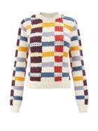 The Elder Statesman - Checked Organic-cotton Sweater - Womens - White Multi