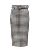 Matchesfashion.com Altuzarra - Rice Belted Checked Pencil Skirt - Womens - Black White