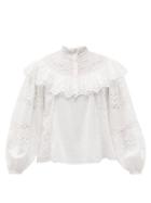 Matchesfashion.com Loveshackfancy - Orlando Lace & Broderie-anglaise Cotton Blouse - Womens - White