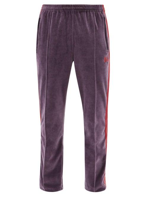 Matchesfashion.com Needles - Butterfly-embroidered Cotton-blend Track Pants - Mens - Purple