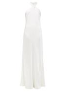 Matchesfashion.com Galvan - Monaco Halter-neck Silk-satin Gown - Womens - White