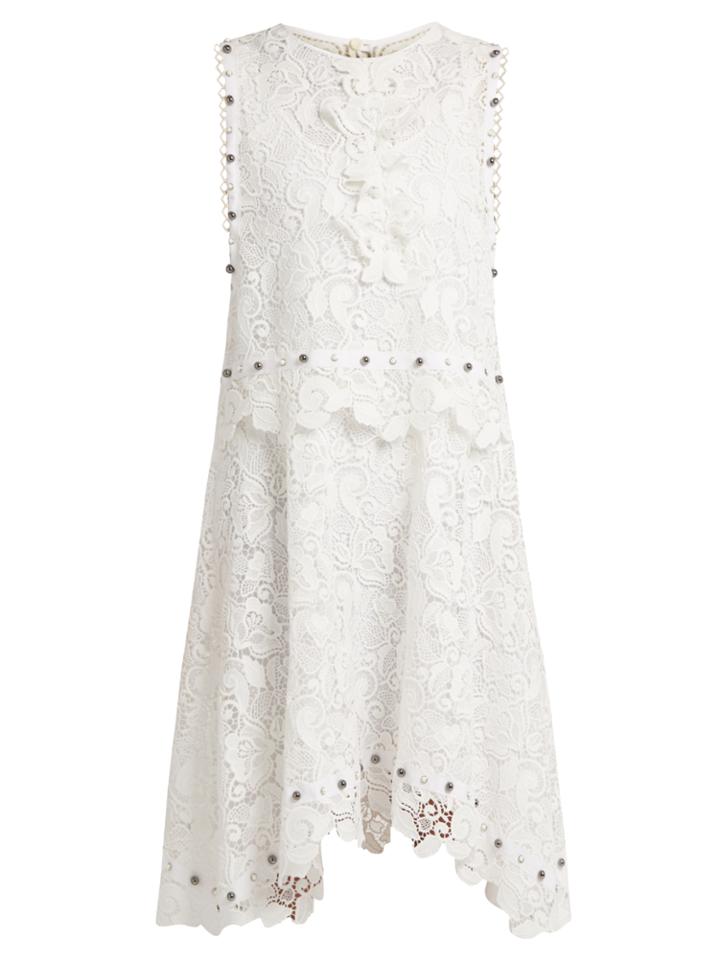 No. 21 Macram-lace Stud-embellished Dress