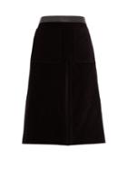 Matchesfashion.com Burberry - Flared Cotton Velvet Skirt - Womens - Black