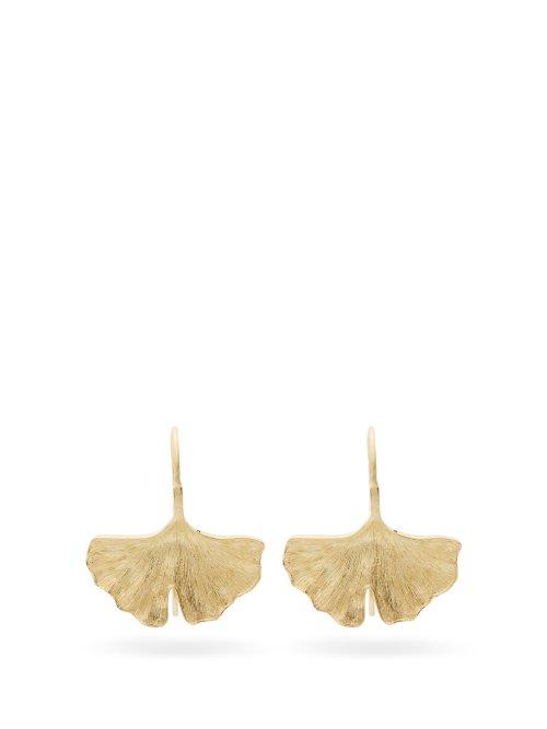 Matchesfashion.com Aurlie Bidermann Fine Jewellery - Ginkgo 18kt Gold Earrings - Womens - Gold
