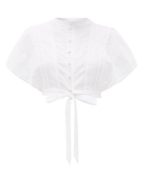 Matchesfashion.com Sir - Charlee Open Back Broderie Anglaise Cotton Top - Womens - Ivory