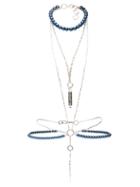 Matchesfashion.com Marine Serre - Whistle-pendant Beaded-chain Harness Belt - Womens - Blue