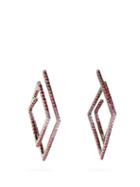 Matchesfashion.com Lynn Ban - Pink Sapphire Pav & Rhodium Plated Earrings - Womens - Pink