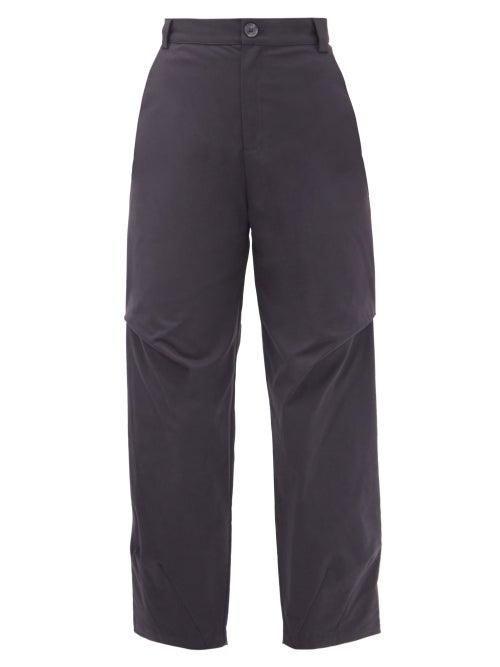 Matchesfashion.com Sea - Scarlett Cotton-blend Cropped-leg Trousers - Womens - Navy