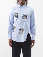 Comme Des Garons Shirt - Asymmetric Striped Cotton-poplin Shirt - Mens - Blue